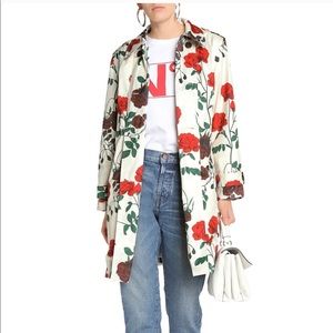 Ganni Floral-Print Shell Trench Coat